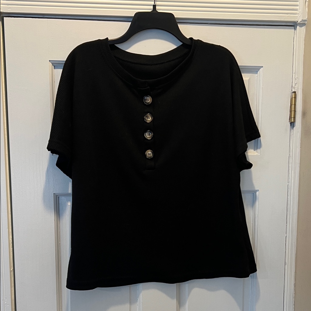 Classic Black Button-Up Women's Tee
